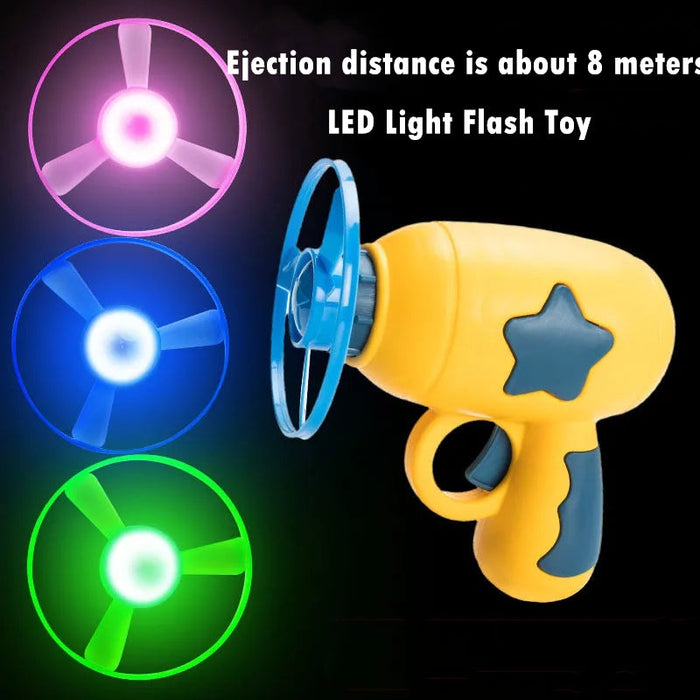 LED Flying Disc Launcher Toy Set - Pack of 6
