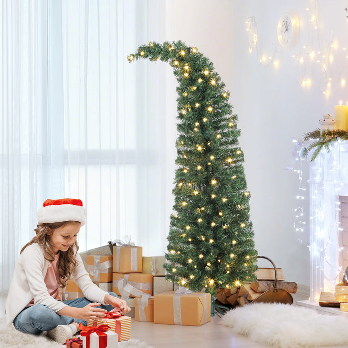 5 Ft Pre-lit Bent Top Christmas Tree with 300 LEDs