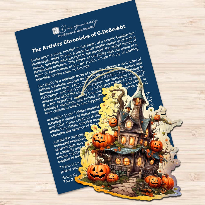 Spooky Houses Decorative Wooden Ornaments of 3 by G. Debrekht - Halloween Decor - 8091007-S3