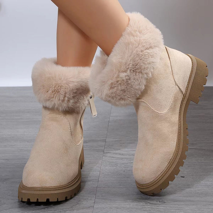 Warm Plush Side-Zipper Winter Snow Boots for Women