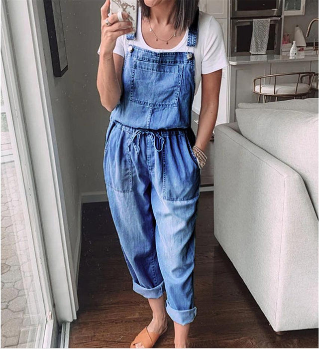 Cowgirl Drawstring Denim Overalls
