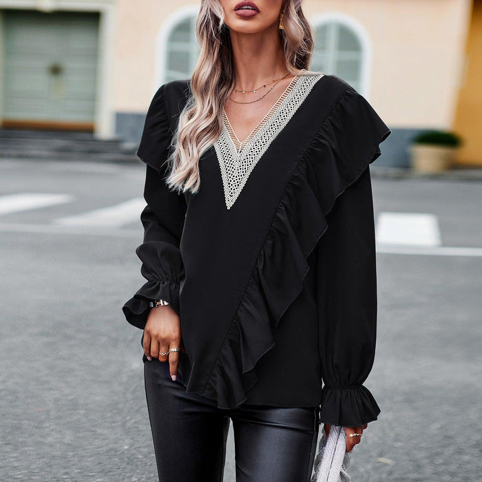 Women's Demure Commuter V-Neck Long Sleeve Shirt