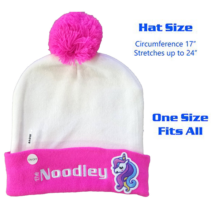 LED Light Up Glow Unicorn Beanie Hat with Pom Gift for Kids