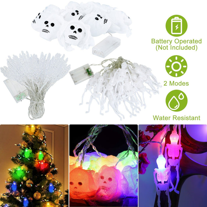 3Pcs Halloween Light Decorations Total 50 LEDs 24ft Halloween String Lights