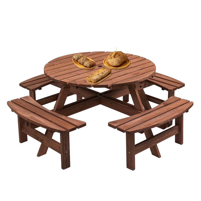8 Person Wooden Picnic Table with Seats
