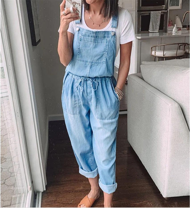 Cowgirl Drawstring Denim Overalls