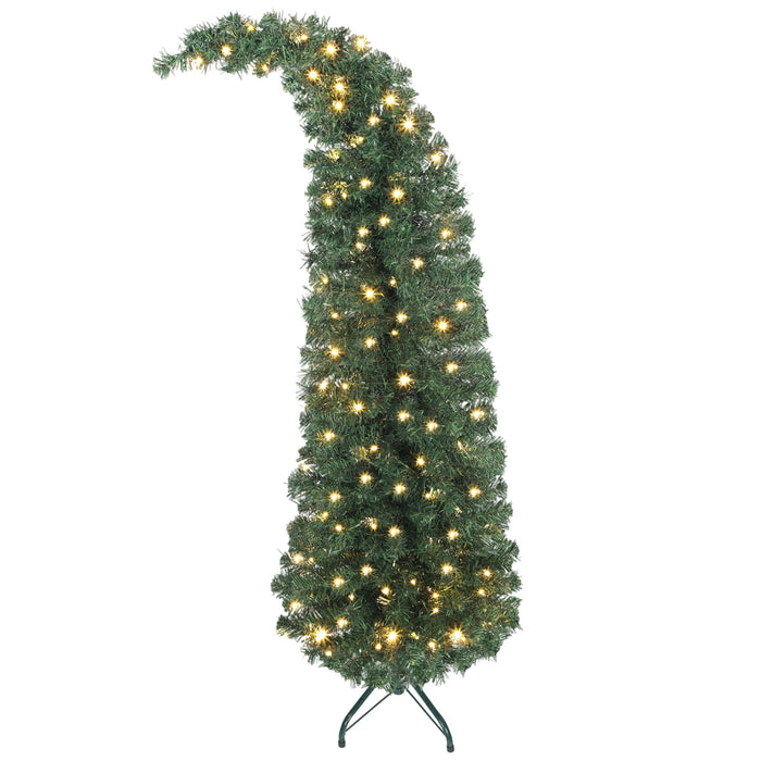 5 Ft Pre-lit Bent Top Christmas Tree with 300 LEDs