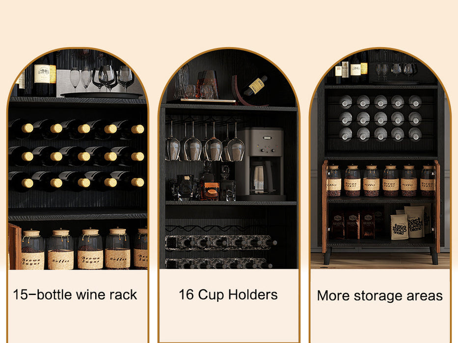 71' Farmhouse Arched Wine Bar Cabinet