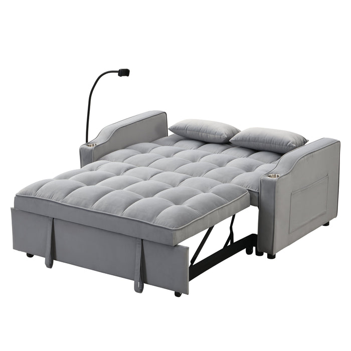 Modern Velvet Loveseat Sofa Couch with Pullout Bed