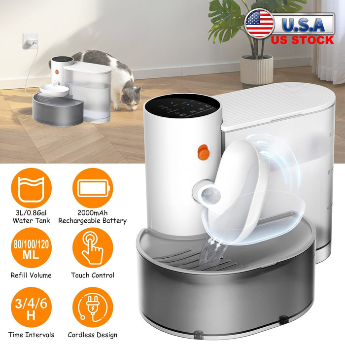 Smart Pet Water Fountain Automatic Cordless Rechargeable Water Dispenser 3L/101OZ