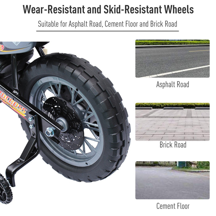 Kids 6V Electric Ride-On Motorcycle With Training Wheels, Battery-Powered, Red