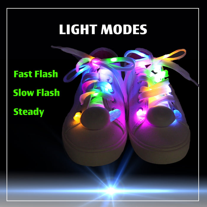 5 Color-Flashing LED Light Up Shoe Laces Glow in the Dark