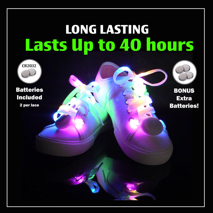 5 Color-Flashing LED Light Up Shoe Laces Glow in the Dark