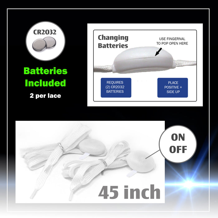 5 Color-Flashing LED Light Up Shoe Laces Glow in the Dark
