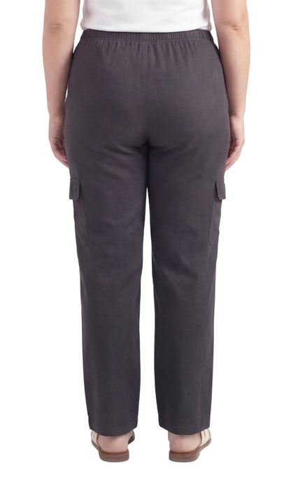 Women's Pull-On Denim Cargo Pants — Elastic Stretch Waist