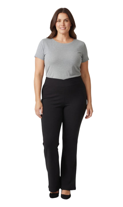 Women's Bootcut Flare Leggings — Pull-On Cotton Stretch with Crossover Waist