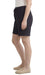 Women's knit cotton shorts with elastic waistband and side pockets in black color