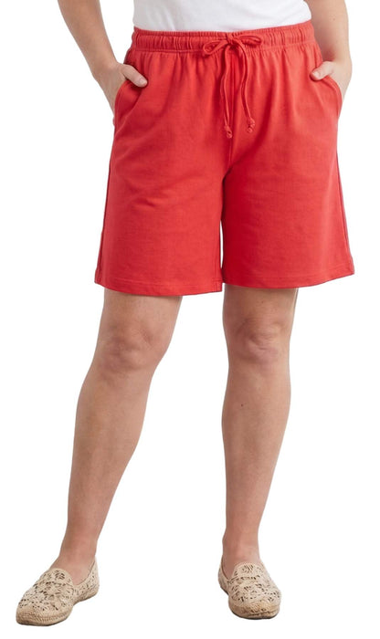 Women’s knit cotton shorts with elastic waist and pockets for comfort and style