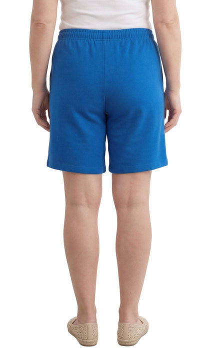 Women's knit cotton shorts with elastic waist, side pockets, and adjustable drawstring, lightweight and comfortable for everyday wear