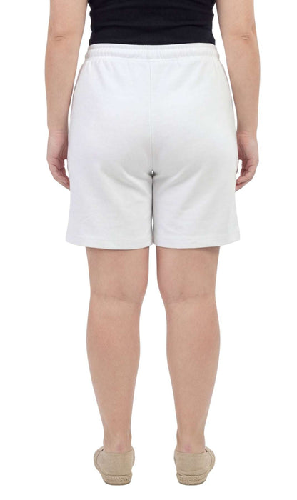 Women’s knit cotton shorts with elastic waistband and side pockets for comfort and style