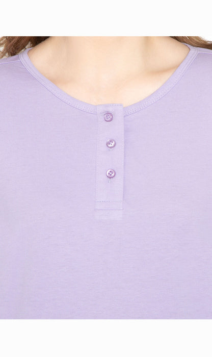 Women's 3/4 Sleeve Henley Top — Cotton Blend with Button Placket