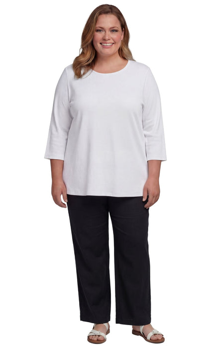 Women's 3/4 Sleeve Ribbed Crew Neck Cotton Top