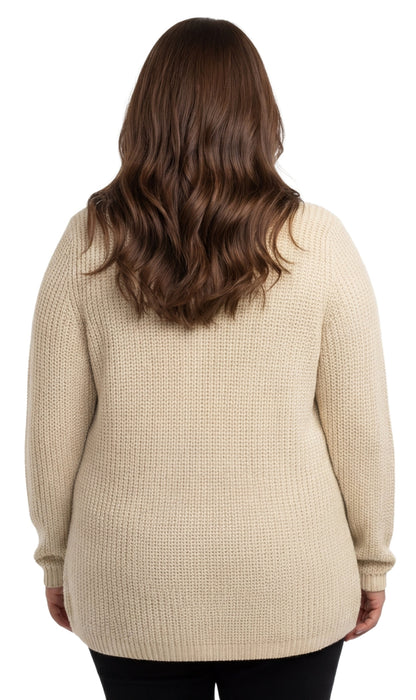 Women's Long Sleeve Henley Shaker Knit Sweater — 3-Button Placket