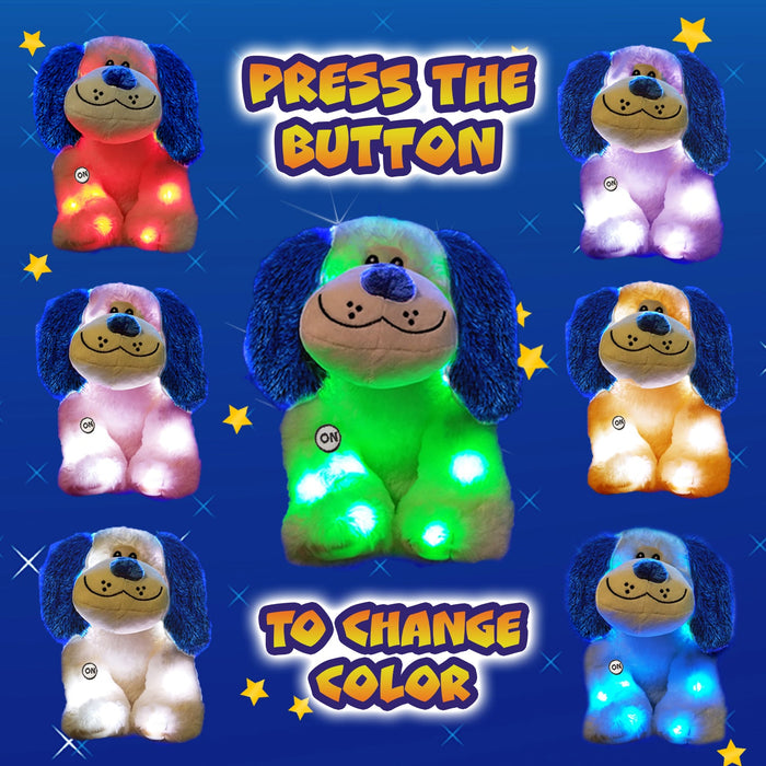 Rainbow Light Puppy Dog Glow Plush LED Night Light Up Stuffed Animal (16 inch)