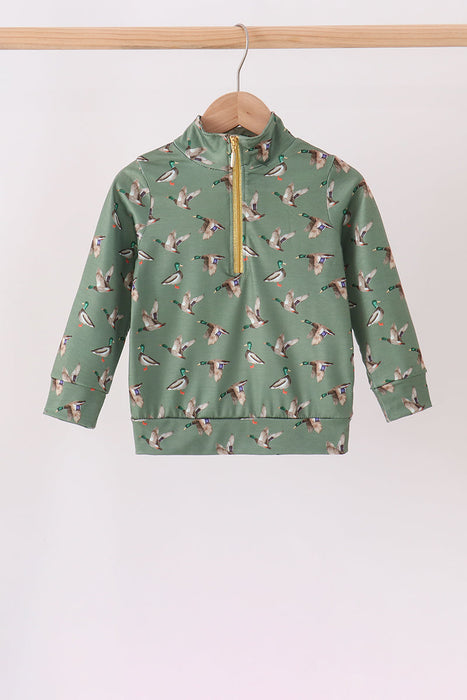 Children's Green Mallard Zip Pullover
