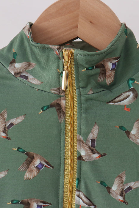Children's Green Mallard Zip Pullover