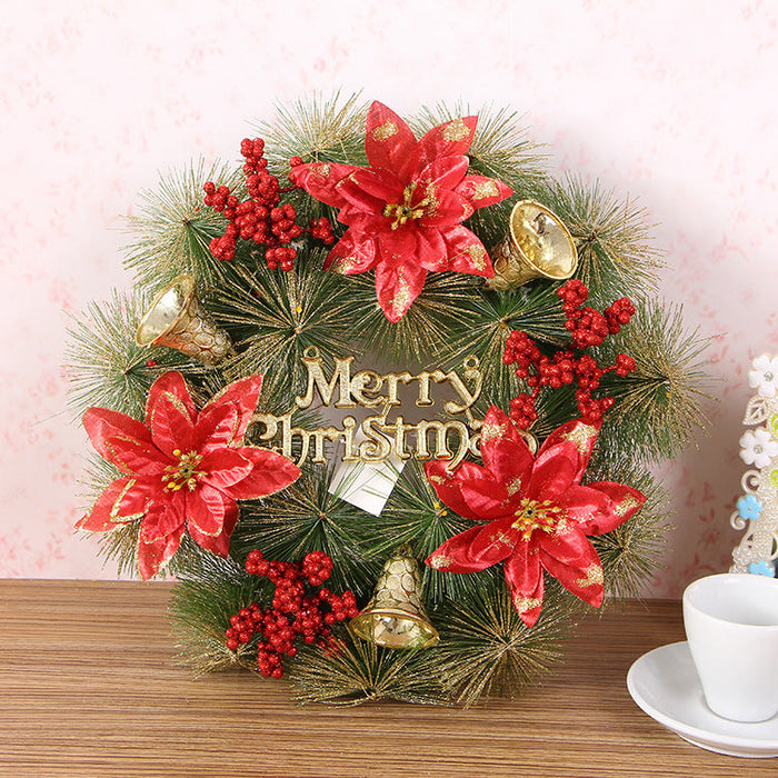 Frosted Natural Looking Pine and Clover Christmas Wreath