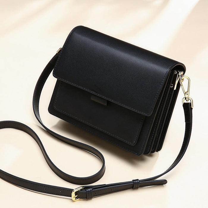 Genuine Leather Crossbody Bag – Casual Square Shoulder Handbag