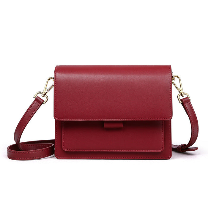Genuine Leather Crossbody Bag – Casual Square Shoulder Handbag