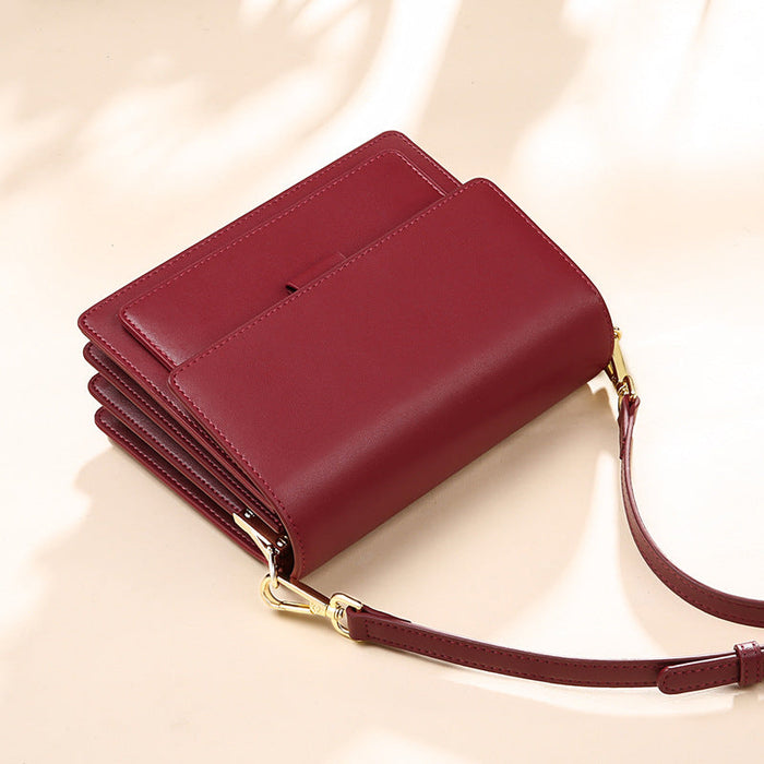 Genuine Leather Crossbody Bag – Casual Square Shoulder Handbag