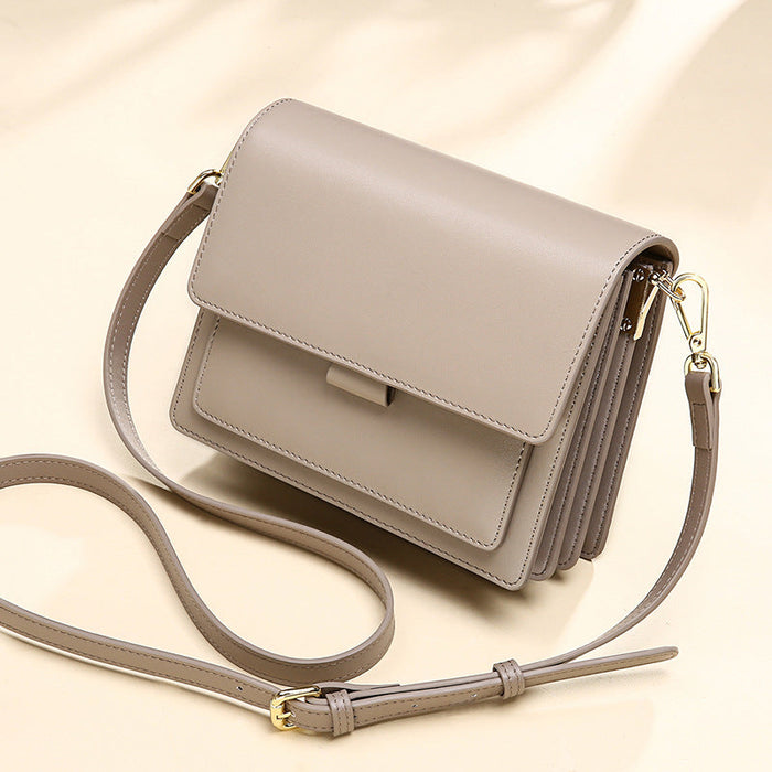 Genuine Leather Crossbody Bag – Casual Square Shoulder Handbag