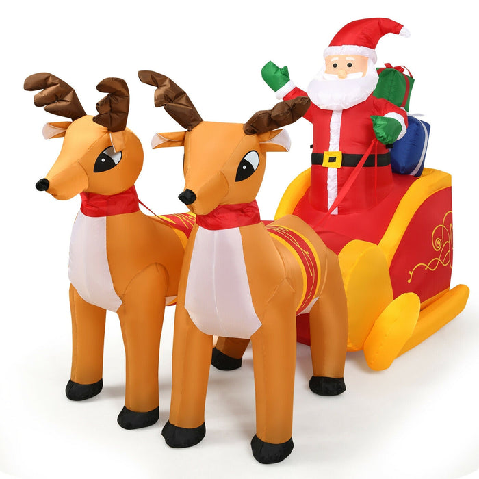 7.5 Feet Waterproof Inflatable Santa with Deer and Sled