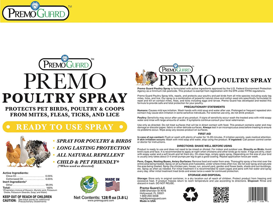 Premo Guard Poultry Spray 128 oz (Natural Non-Toxic)