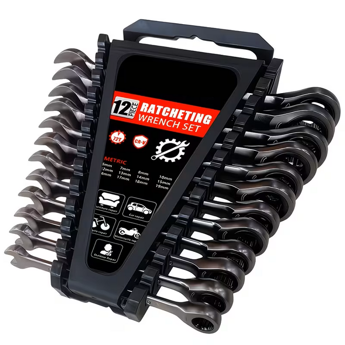 Ratcheting Wrench Sets SAE Metric with Steel Combination Spanner Kit 2pc/10pc/12pc/24pc
