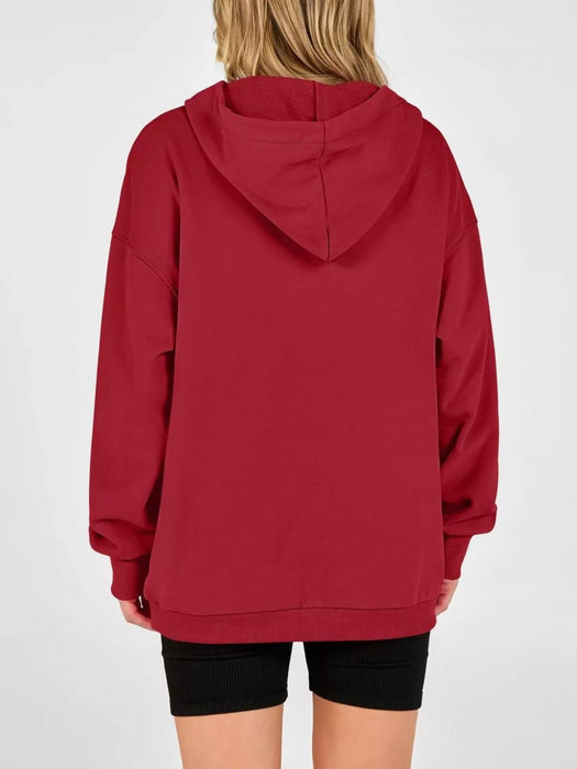 Women's Half Snap Dropped Shoulder Hoodie