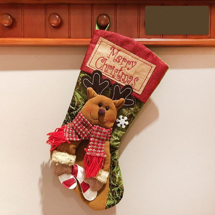 Christmas Stocking Socks Snowman, Santa, and Elk