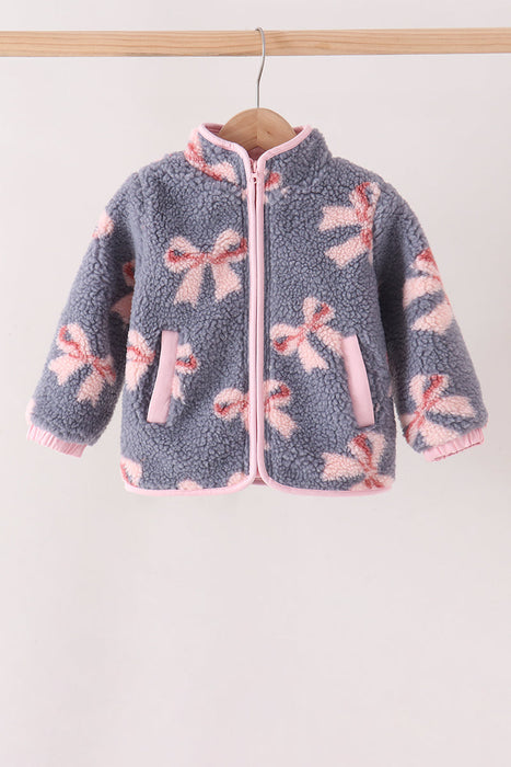 Childs Pink Bow Fleece Jacket