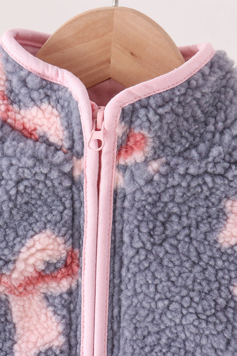Childs Pink Bow Fleece Jacket