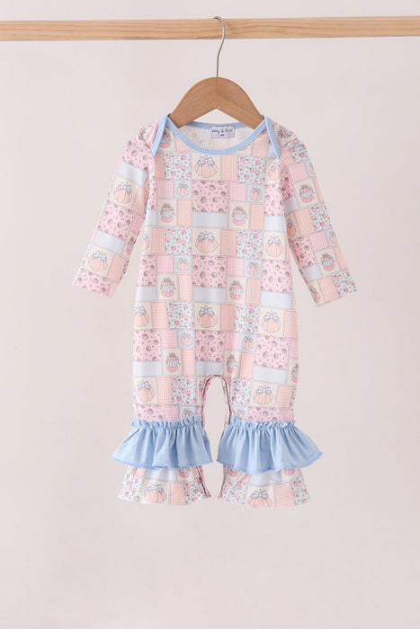 Little Girls Pink Pumpkin Ruffle Romper