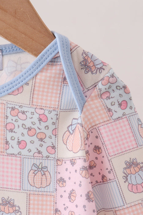 Little Girls Pink Pumpkin Ruffle Romper