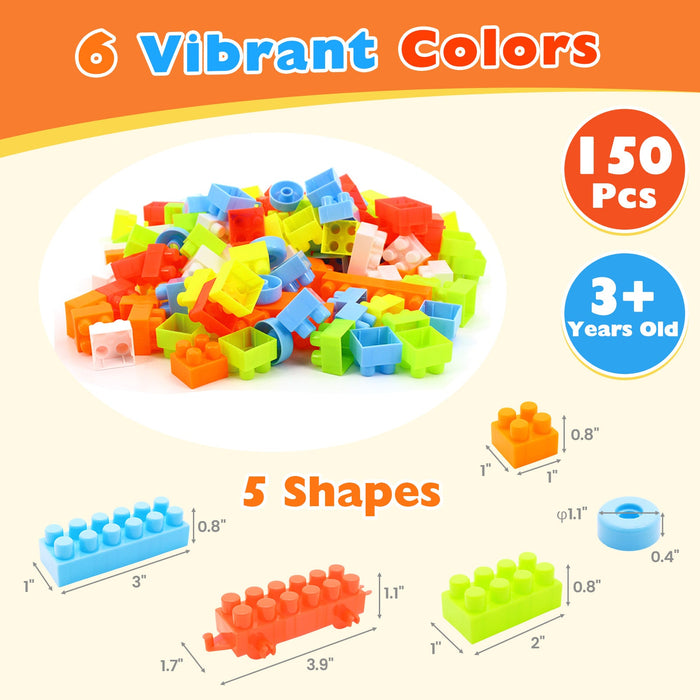 150 Pcs Toddler Building Blocks for 3+ year old