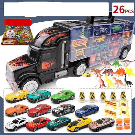 Children's Big Container Truck Toy Set with Die-Cast Alloy Cars & Play Map