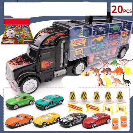 Children's Big Container Truck Toy Set with Die-Cast Alloy Cars & Play Map