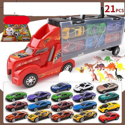 Children's Big Container Truck Toy Set with Die-Cast Alloy Cars & Play Map