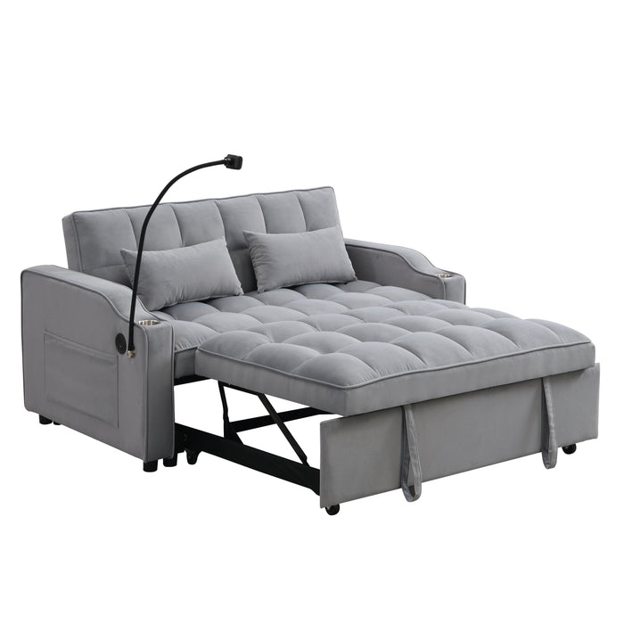 Modern Velvet Loveseat Sofa Couch with Pullout Bed