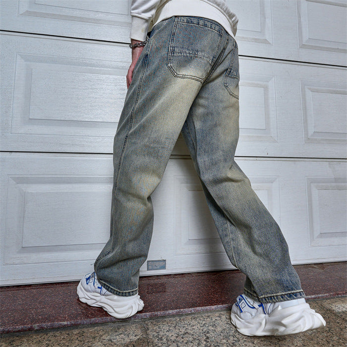 Loose-fitting Casual Blue Straight-leg Jeans